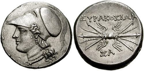 Syracuse Greek Coin Athena and Thunderbolt