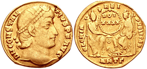 CNG: eAuction 295. Constantius II. AD 337-361. AV Solidus (20mm