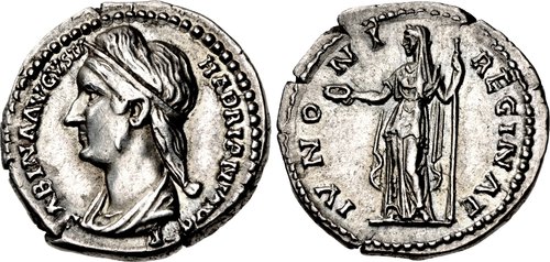CNG: The Coin Shop. Sabina. Augusta, AD 128-136/7. AR Denarius