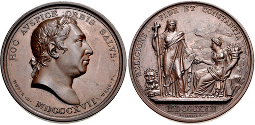 Cng The Coin Shop Hanover George Iii 1760 10 Ae Medal 41mm 39 57 G 12h Mudie S National Medals Series Dedication To George Iii By T Webb A J Depaulis Dually Dated 1817 In