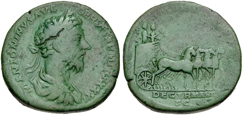 CNG: eAuction 448. Marcus Aurelius. AD 161-180. Æ Sestertius (31.5